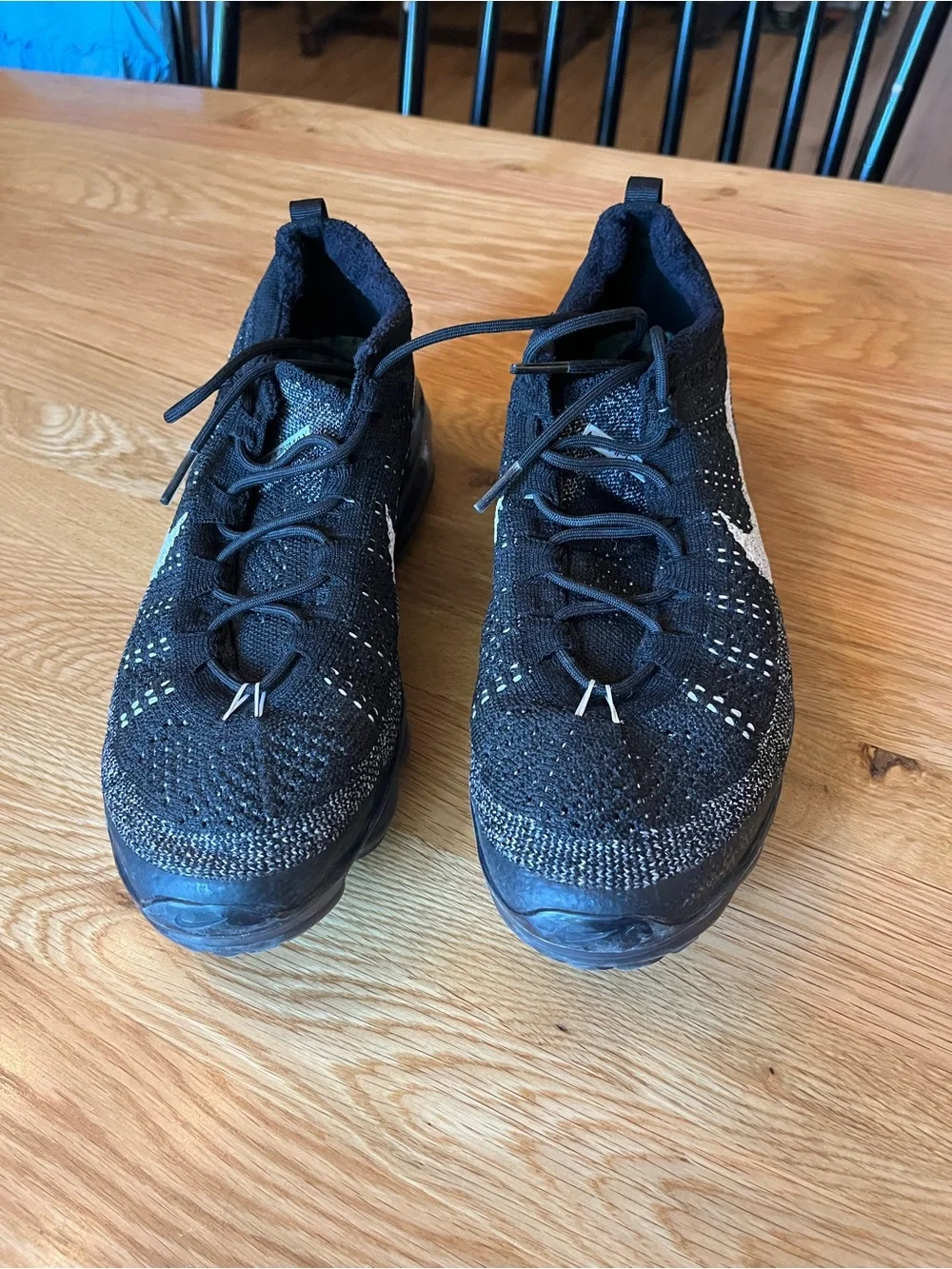 Nike Men’s Black and White Flyknit VaporMax Sneakers